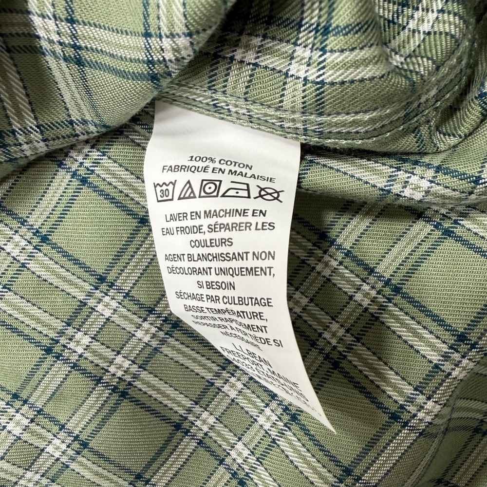 LL Bean Mens XL Green Plaid Traditional Fit Cotton Button Down Shirt 503307 - Picture 7 of 8